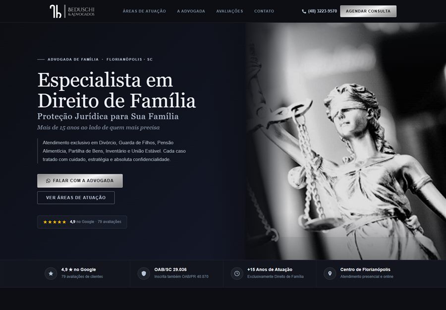 Print do site de escritório de advocacia de família desenvolvido pela AF2 Digital