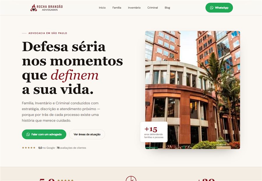 Print do site de escritório de advocacia de família e criminal desenvolvido pela AF2 Digital